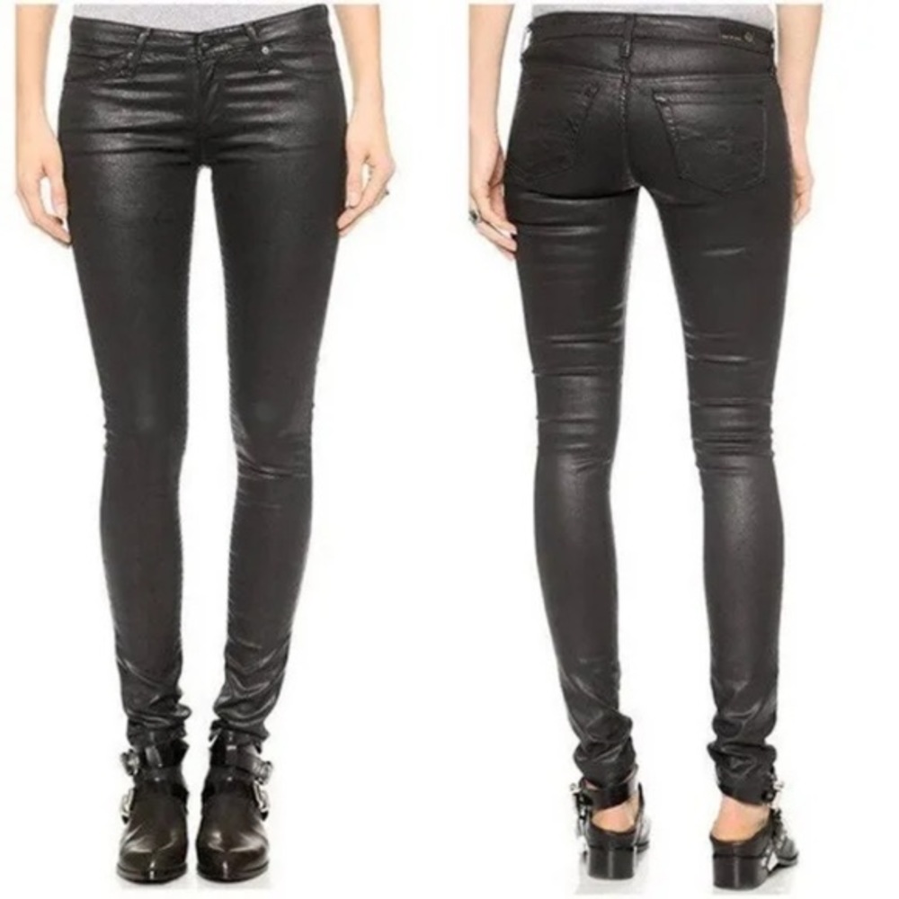 AG - Adriano Goldschmied Coated Denim Legging super skinny fit in Black size 28